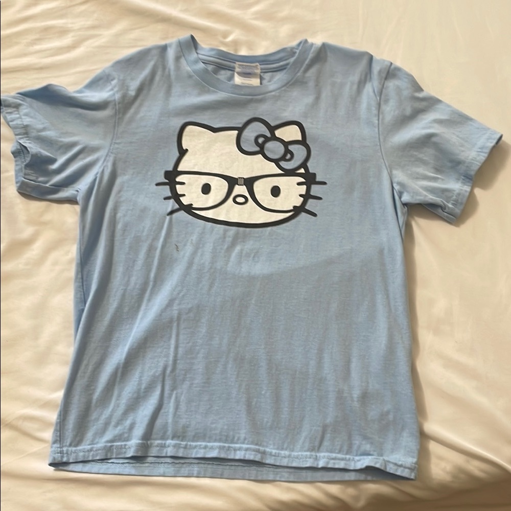 Hello Kitty Blue Short Sleeve Tee with Graphic Design